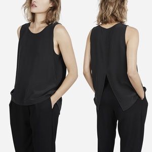 Everlane Black Split Back Silk Tank Size XS
